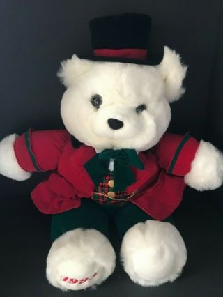 Vintage Christmas Teddy Bear Plush 20 " Stuffed Animal 1993 Kmart 22”