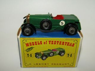 Matchbox Models Of Yesteryear Y - 5 Le Mans Bentley Green Back Red Seat Vnmib
