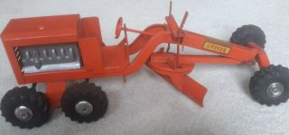 Vintage Structo Toys Usa Pressed Steel Construction Road Grader Orange Toy Rr