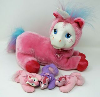 Pony Surprise Pink Starburst Unicorn Plush Mom 3 Ponies 13 " Soft Toy Just Play