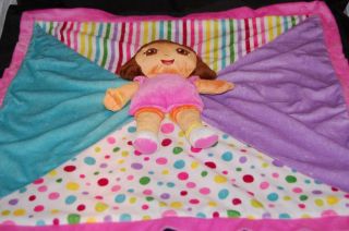 Dora The Explorer Baby Security Blanket Plush Nickelodeon Pink Purple