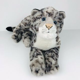 Wild Republic 12 " Plush Snow Leopard Gray Stuffed Animal Blue Eyes