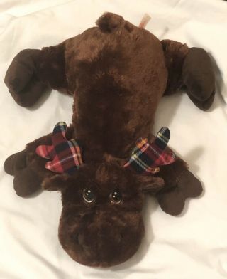 24” Dan Dee Collectors Choice Holiday Plush Moose W/ Red Black Plaid Antlers