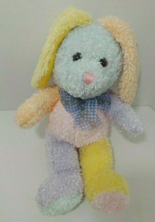 Plush Bunny Rabbit Golden Bear Co Pastel Multi Color Pink Yellow Purple Blue Bow