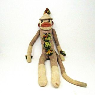 Vintage Sock Monkey Mid Century With Hat And Pom Poms