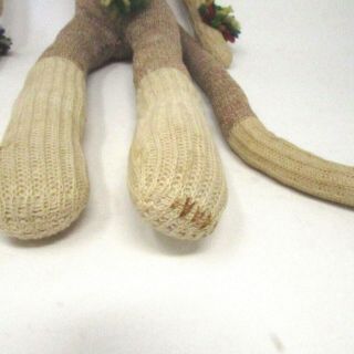 Vintage Sock Monkey Mid Century with hat and pom poms 2