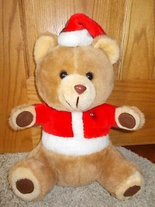 Vintage Liberty Bell Musical Christmas Teddy Bear Holiday Songs & Light Up Heart