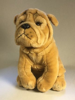 Vtg Russ Sharpy Sharpei Plush Stuffed Toy Dog 10 "