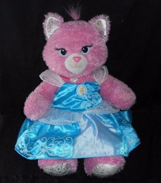 Build A Bear Disney Princess Sparkle Pink Cat Cinderella Stuffed Animal Plush