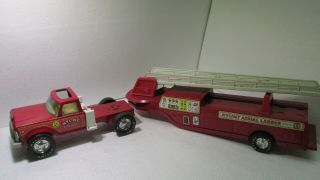 Vintage Nylint Metal Fire Department Aerial Ladder Fire Truck 5 Dc2789