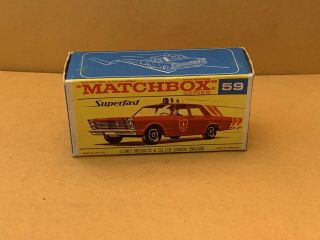 Rare Vintage Matchbox Superfast No.  59 Fire Chief Car Empty “a” Type Box