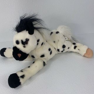 Vintage Animal Alley Toys R Us Black/white Horse Stuffed Plush Animal Toy 15”