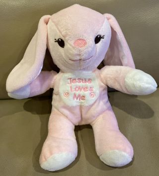 Dandee Pink Bunny Rabbit Musical Jesus Loves Me Dan Dee Easter 10” Plush