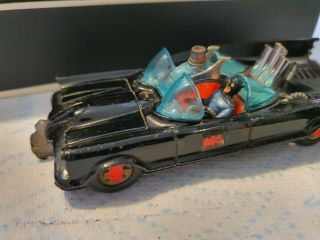 Vintage Corgi 267 Batman Batmobile.  Early Red Bat Hubs And Tow Hook Version.