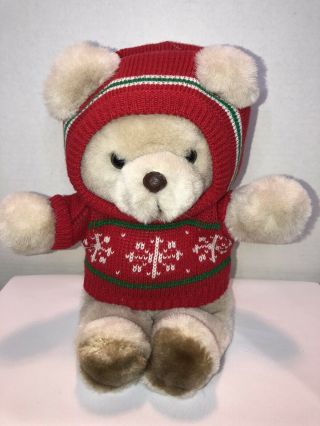 Vintage Applause 1986 Teddy Bear Everest Christmas Sweater Snowflakes 14 " Plush