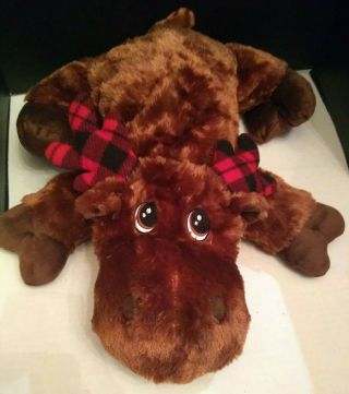 24” Dan Dee Collectors Christmas Holiday Plush Moose W/ Red Black Plaid Antlers