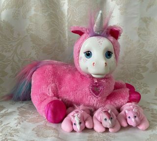 Pony Surprise Pink Starburst Rainbow Unicorn Mom Plush & 3 Babies Stuffed Animal