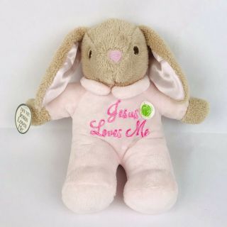 Dan Dee Bunny 8 " Plush Pink Jesus Loves Me Singing Rabbit 2015 Stuffed Animal