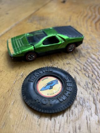 1969 Light Green Carabo W/button Redline Hot Wheels From Huge Estate Attic Find