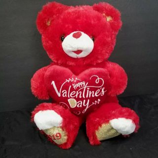Dan Dee 2019 Valentines Day Red Large Plush Teddy Bear Gold Glitter Paws 19 "
