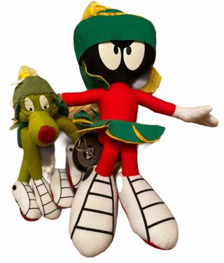 Marvin The Martian & K - 9 Plush Stuffed Toy Looney Tunes Animal Vintage Fast Ship