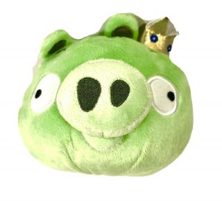 Angry Birds King Pig Plush Toy Green Crown Ravio Commonwealth 5” 2010 Retired