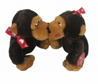 Dan Dee Collectors Choice Plush Magnetic Kissing Monkeys Stuffed Animal Brown 7 "