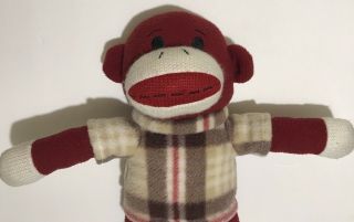 Dan Dee Sock Monkey Plush Red Plaid Shirt Stuffed Animal Doll Toy 16 "