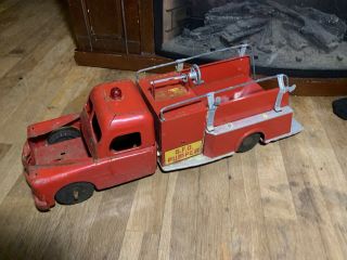 Vintage Structo Toys S.  F.  D.  Fire Pumper Truck - Pressed Steel Red 22 " Long