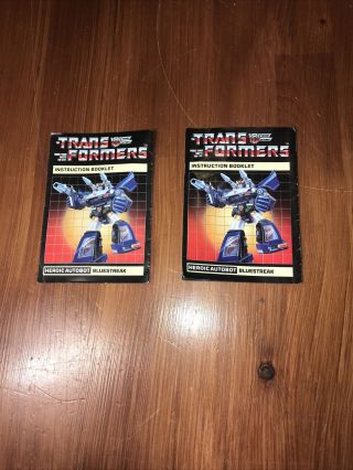 Transformers G1 Vintage Bluestreak - Instructions Booklets X 2 Both Differant