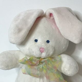 Dan Dee Bunny Rabbit Plush Stuffed Animal Soft Ribbon White Pink 11 