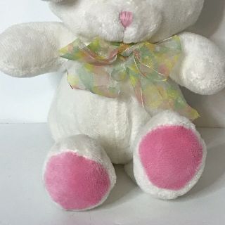 Dan Dee Bunny Rabbit Plush Stuffed Animal Soft Ribbon White Pink 11 