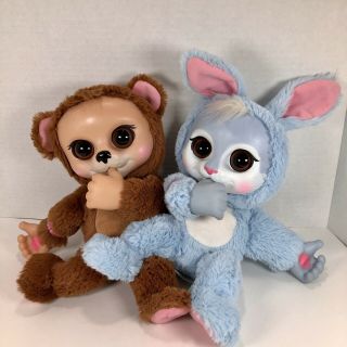 Jakks Pacific Baby Animals Blue Bunny Rabbit & Brown Bear Stuffed Plush Cuties