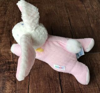 Eden My First Bunny Pink Laying Down Stitched Eyes Yellow Bow Floppy Ears Easter