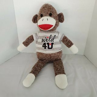 Dan Dee Large Sock Monkeys Wild 4 U T - Shirt 24 " Stuffed Toy Plush