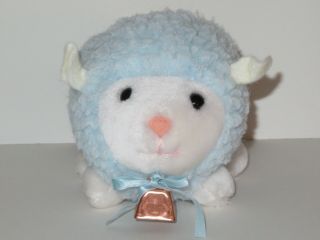 Eden Toys Blue Lamb Sheep Plush Stuffed Animal Vintage Bell Baby Toy White Bow