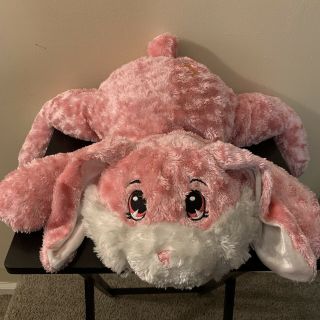Large 24 " Dan Dee Collectors Pink Rabbit Bunny W/ Carrot Plush Floppy Pillow