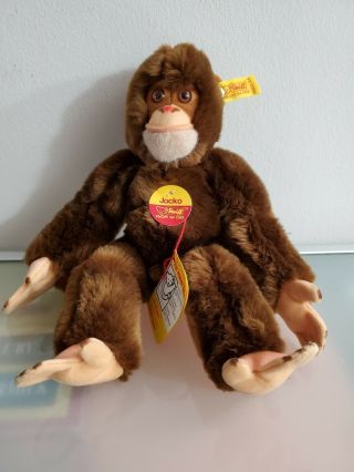 Vintage Steiff Jocko Monkey Plush Animal W/tags 0022/26 10 " West Germany