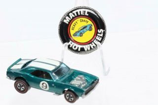 Vintage 1970 Hot Wheels Heavy Chevy Mattel Redline Blue With Button