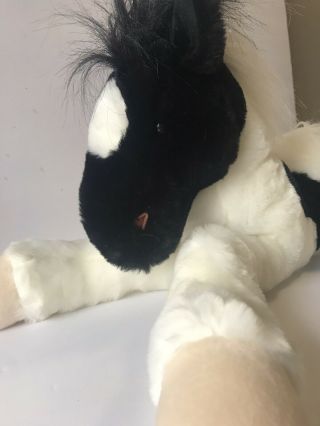 Vintage Animal Alley Toys R Us Black/white Horse Stuffed Plush Animal Toy 17”