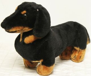 Black Brown Realistic Dachshund Stuffed Animal Plush Weiner Dog Fluffy 14 "