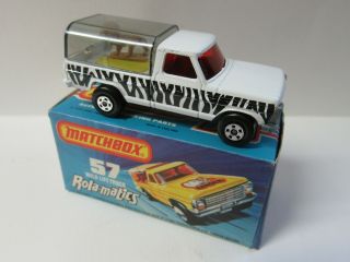 Matchbox Superfast 57c Ford Wild Life Truck - White W/ Red Glass - Mint/boxed