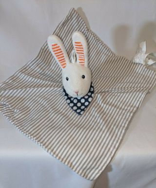 Ikea Bunny Rabbit Plush Baby Blanket Leka Grey Striped Blue Polka Dot Lovey