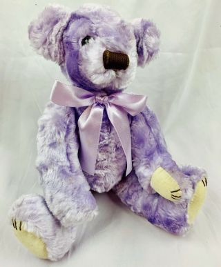 Purple Plush Bear Kids Of America Corp.  Teddy Bear 13 " Poseable Vintage