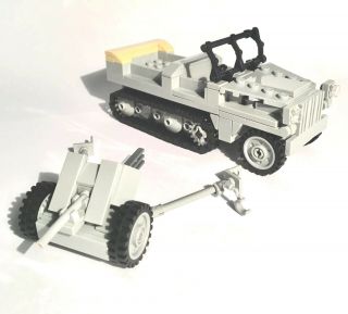 Ww2 German Sdkfz.  10 Halftrack With Pak36 Custom Lego Set With Real Lego Bricks