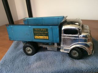 Vintage Structo Toyland Construction Pressed Steel Silver Cab 844 Dump Truck