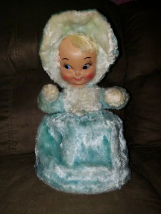 Rushton?? Blue Snow Baby Girl Doll Rubber Face Plush Stuffed Toy Vintage
