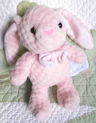 Kellytoy Bunny Rabbit Pink Diamond Plush W Stripes Stuffed Toy W Bow Tie Euc 8 "