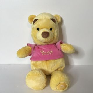 Disney Store Winnie The Pooh Plush Toy Pink Shirt Soft Snuggies Pooh 13 "