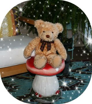 Gund Teddy Bear Wuzzy Plush Stuffed Animal Style 6403 With Plaid Ribbon Bow 16 "